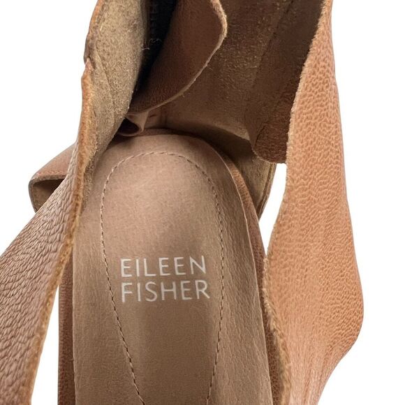 Eileen Fisher Sport Tumbled Leather Sneaker Sandals Honey Crisscross Straps 8 US - Picture 8 of 11